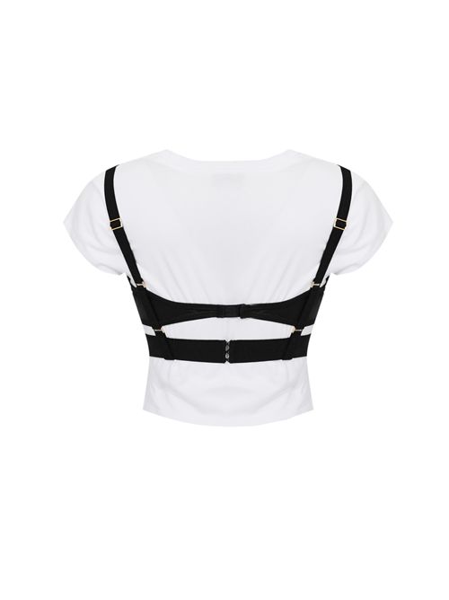 T-shirt in jersey di cotone con reggiseno in raso e tulle Elisabetta Franchi | MA02161E2392